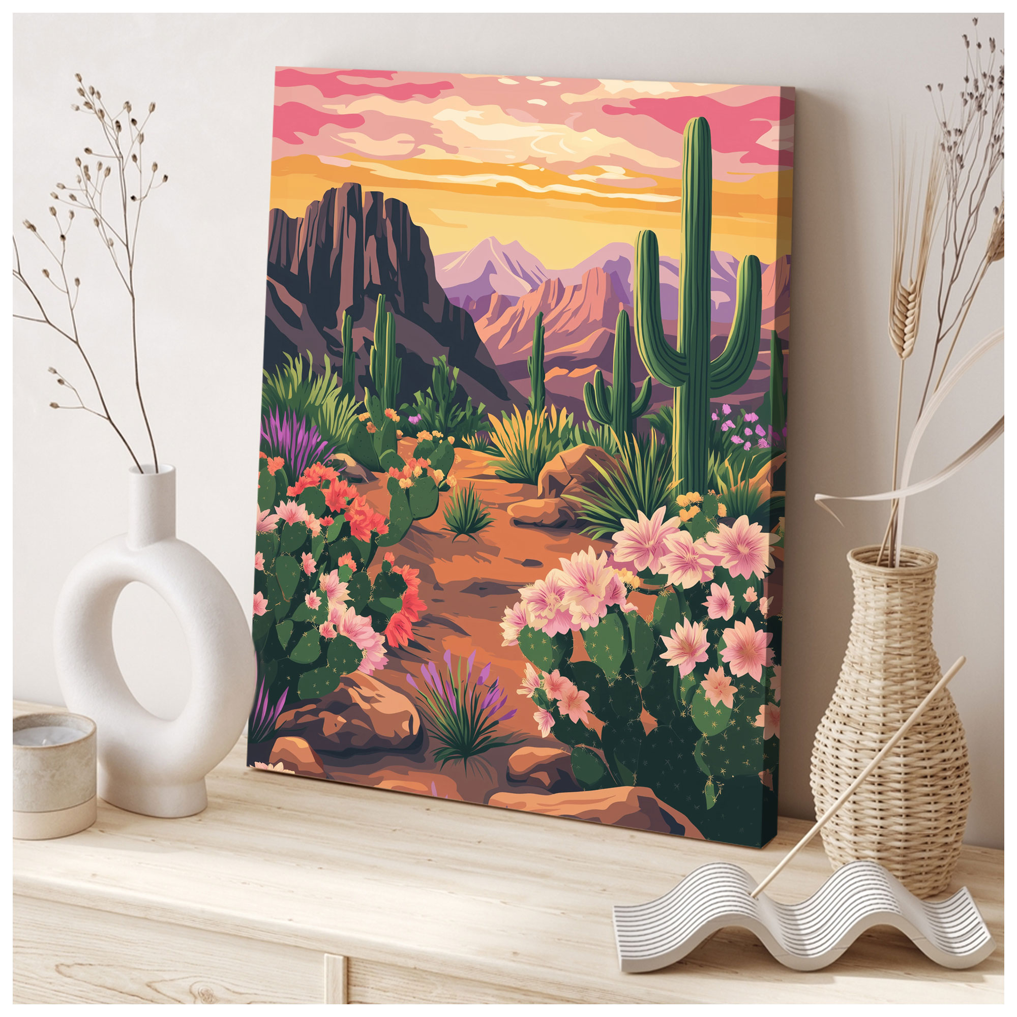 Arizona Art - Vibrant Desert Bloom Vintage Artwork